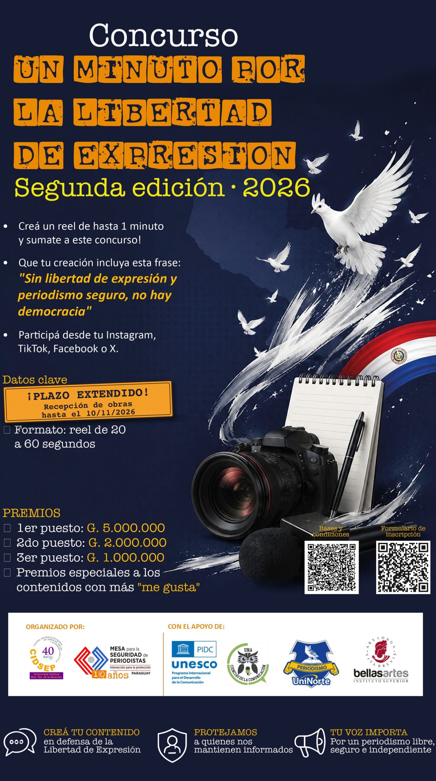 Hasta el 10/11 se reciben creaciones para Concurso «Un minuto por la Libertad de Expresión»
